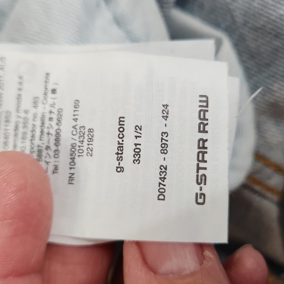 G-Star 3301 Light Blue Button Fly Jean Shorts - Picture 7 of 7
